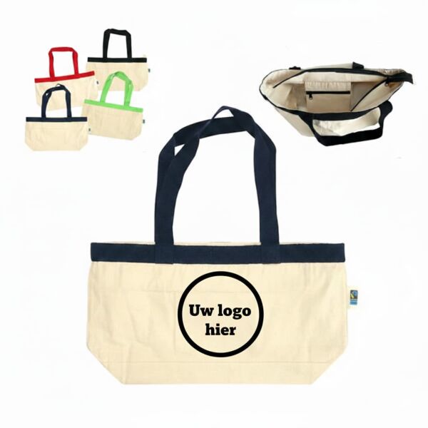 Extra stevige Fairtrade katoenen shopper/allround tas van 310gr/m